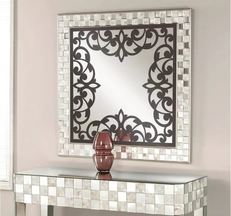 复古花卉框架墙贴花 - TenStickers