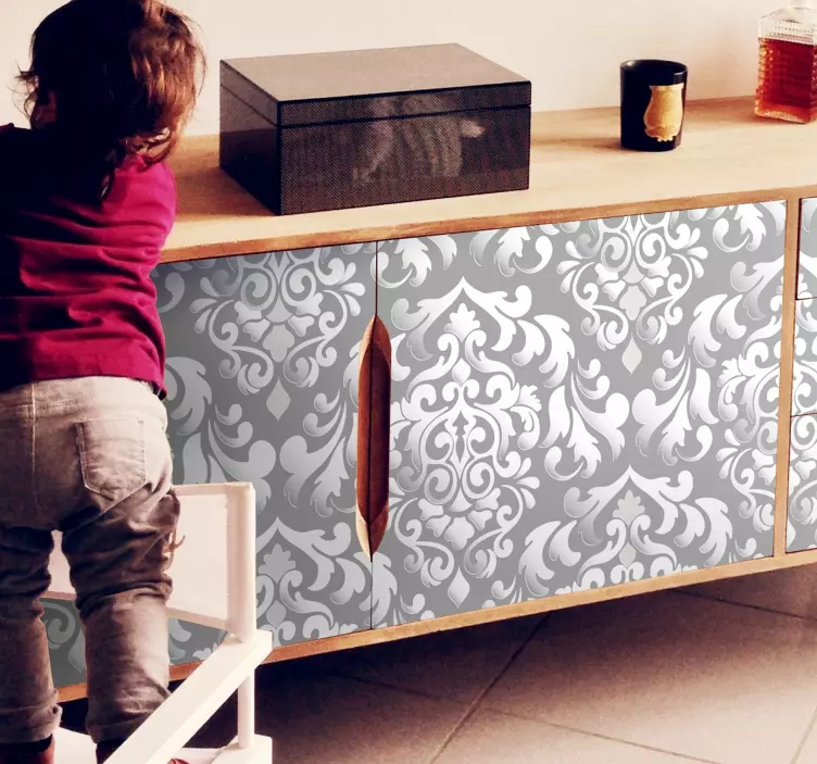 复古灰色花纹家具贴纸 - TenStickers