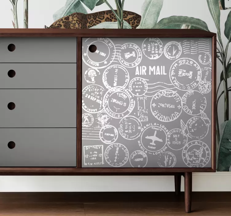 复古旅行邮票图案家具贴纸 - TenStickers