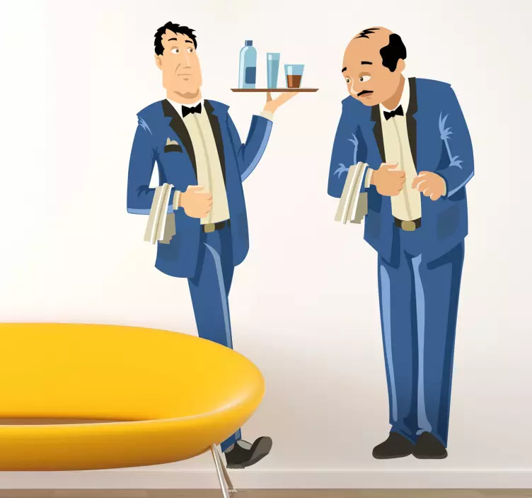 穿着蓝色制服的服务员贴纸 - TenStickers