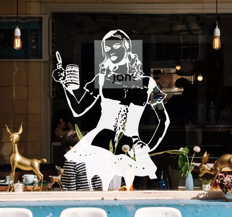 啤酒的女服务员贴纸 - TenStickers