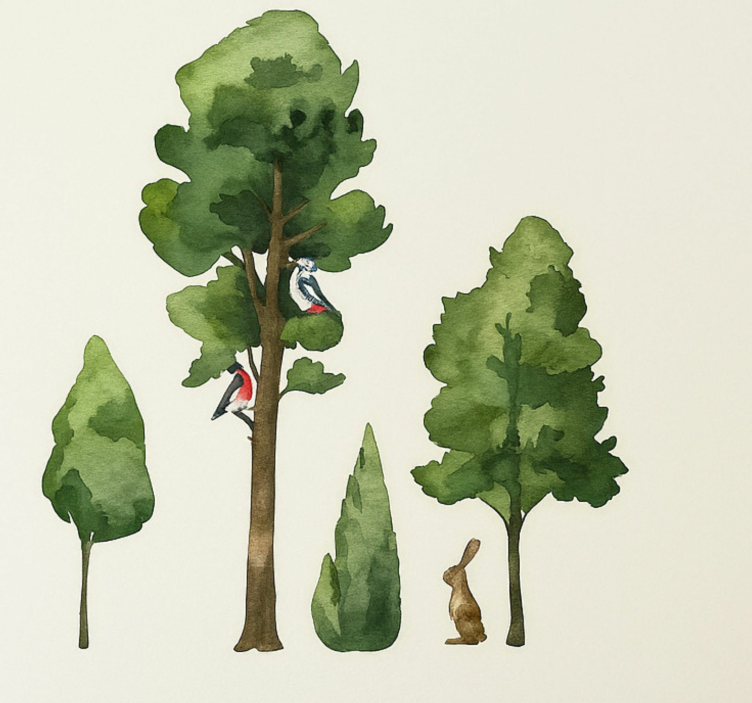 墙面贴纸 aquarella 木树 - TenStickers