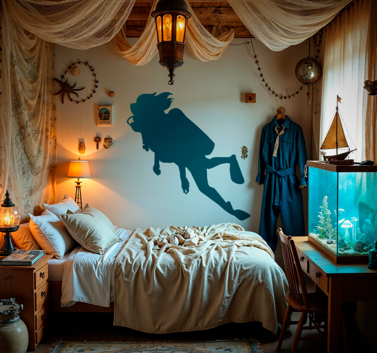 运动贴纸 女潜水员 - TenStickers