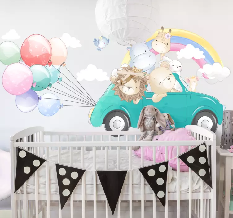 动物贴画动物探险车 - TenStickers