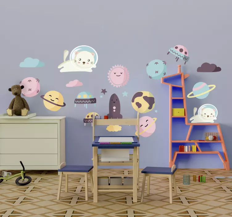 动物贴画 可爱的太空生物 - TenStickers