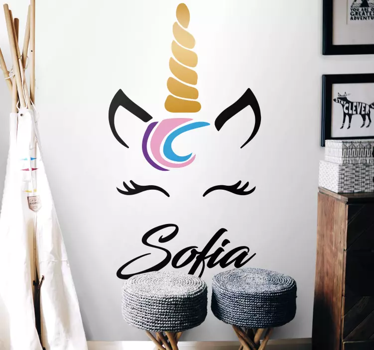 动物贴画独角兽面部定制 - TenStickers