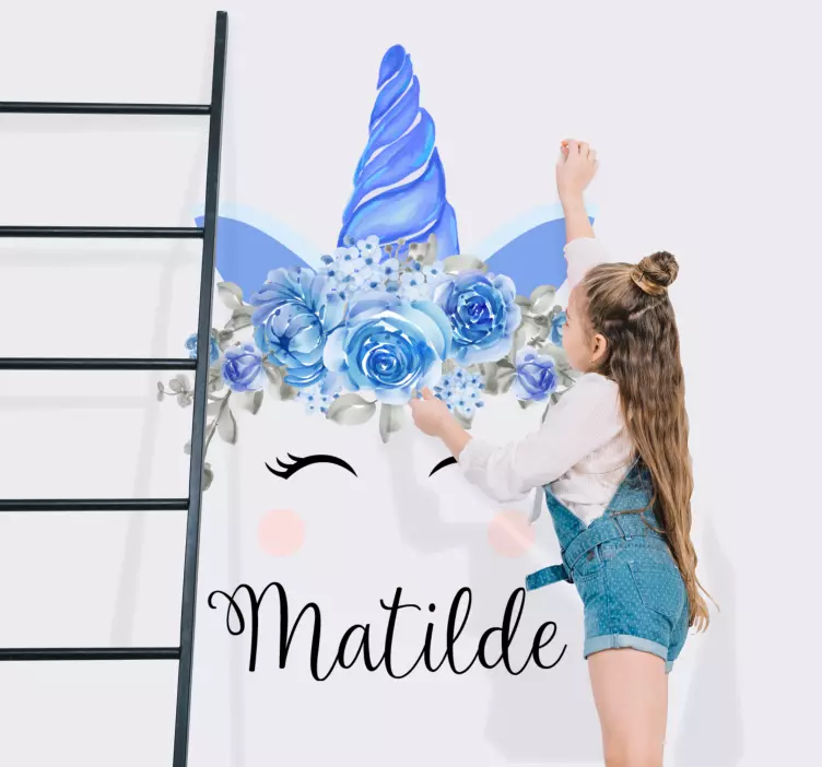 动物贴画 独角兽花卉主题 - TenStickers