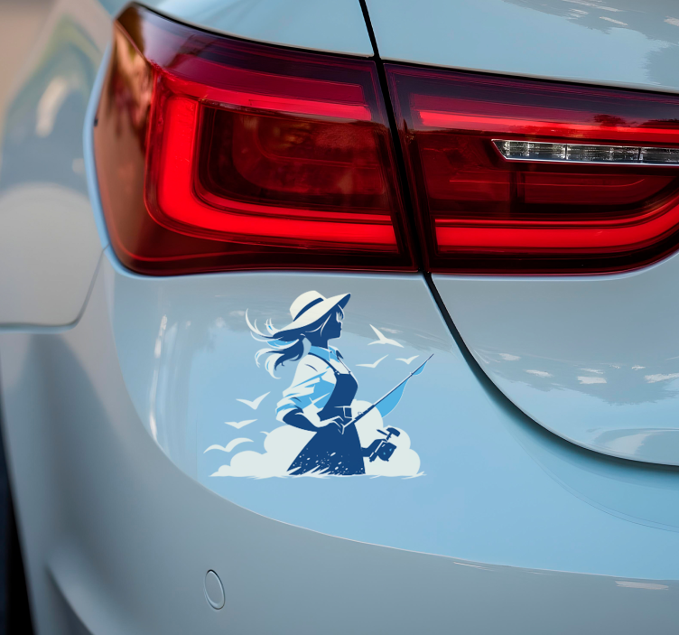 运动贴纸 钓鱼的女孩 - TenStickers