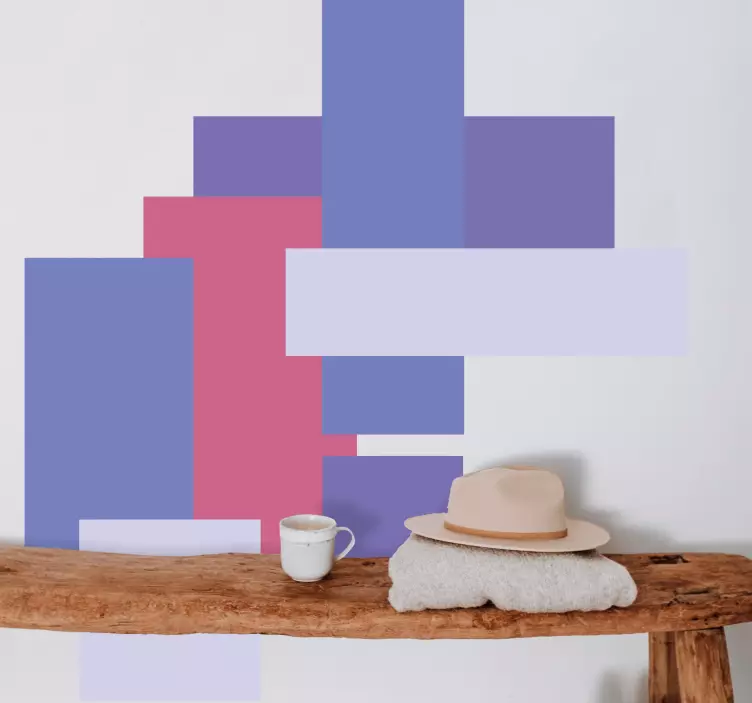 墙面贴纸适合层叠几何块设计 - TenStickers