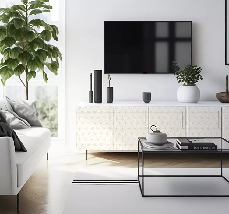 装饰墙纸贴 白色和金色的线条 - TenStickers