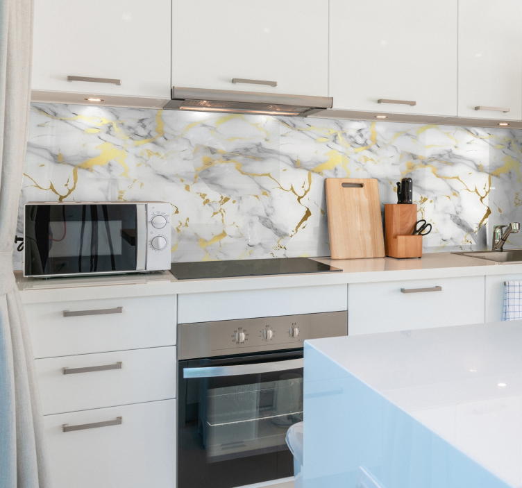 纹理贴纸 白色大理石带金色脉纹 - TenStickers