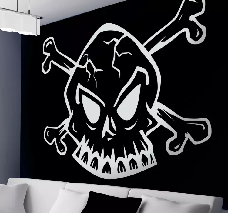 头骨的白色轮廓贴纸 - TenStickers