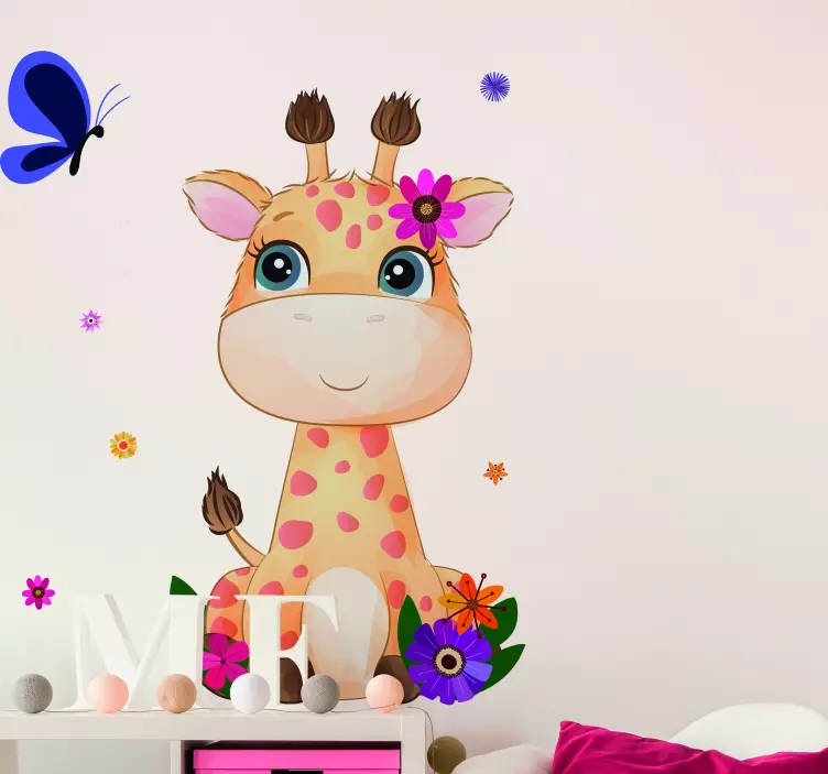 野生非洲儿童长颈鹿女孩动物贴花 - TenStickers