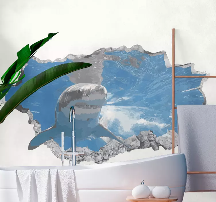 动物贴画鲨鱼跃出水面 - TenStickers