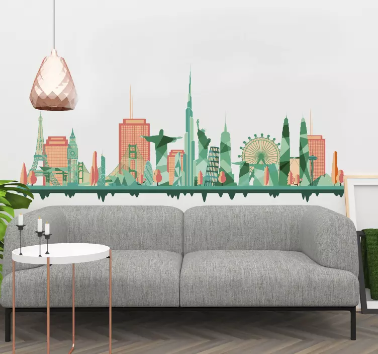 世界地标天际线贴纸 - TenStickers