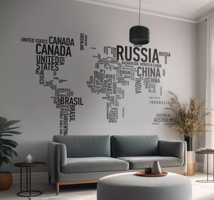 世界地图文本贴纸 - TenStickers