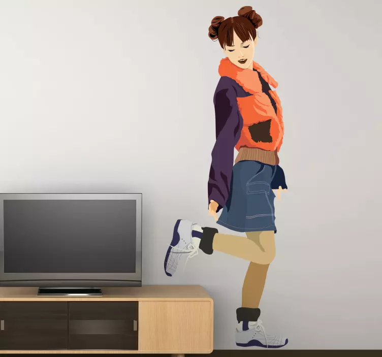 年轻休闲女孩墙贴 - TenStickers