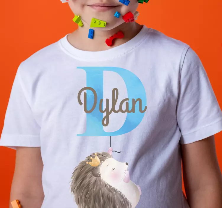 可爱的动物刺猬与名字婴儿衬衫 - TenStickers