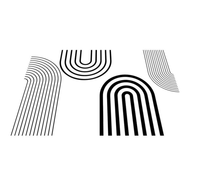 乙烯基地毯白色 纤细简约的黑色弧线 - TenStickers