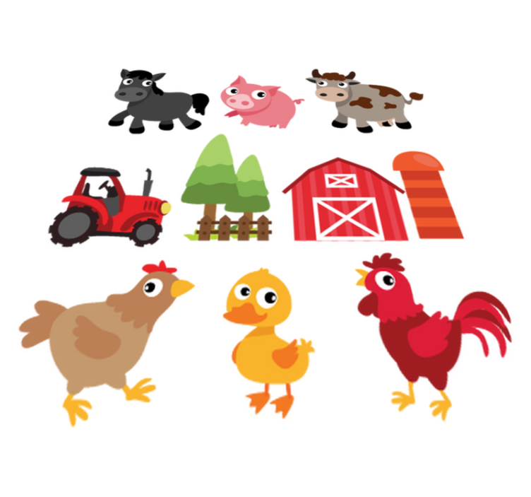 乙烯基地毯动物色彩斑斓的农场 - TenStickers