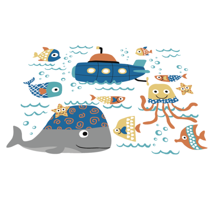 乙烯基地毯动物蓝色海洋图案 - TenStickers