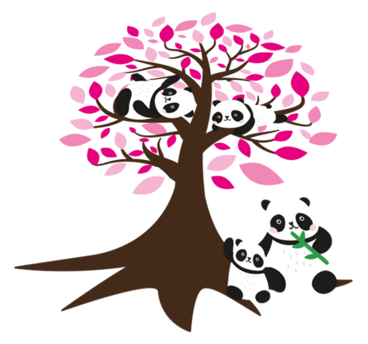 乙烯基地毯动物树与熊猫 - TenStickers