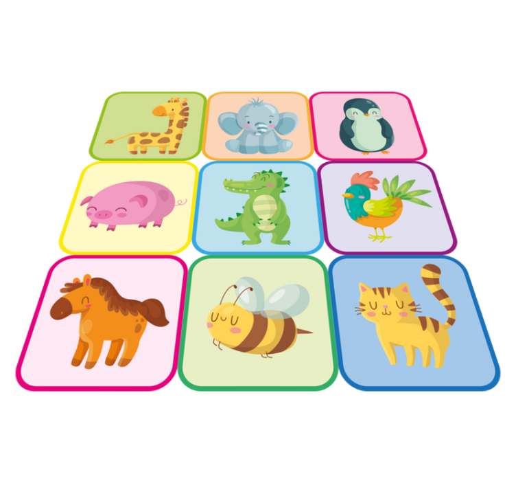 乙烯基地毯动物色彩斑斓的瓷砖 - TenStickers
