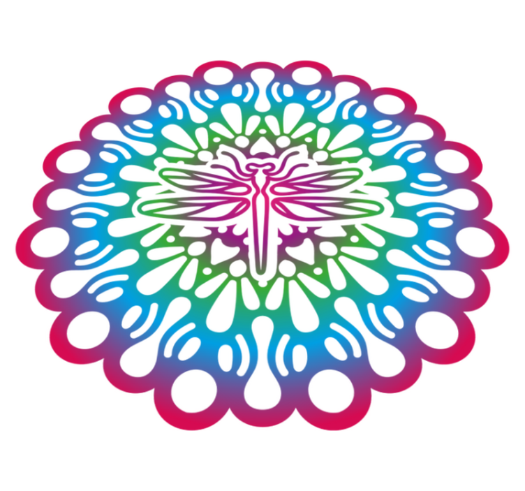 乙烯基地毯动物五彩蜻蜓曼荼罗 - TenStickers