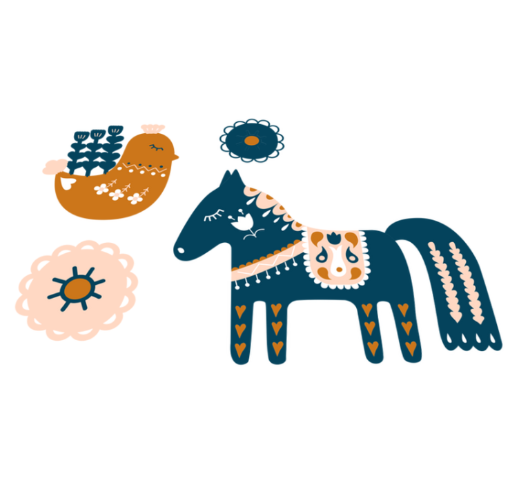 乙烯基地毯动物色彩斑斓的民俗动物 - TenStickers