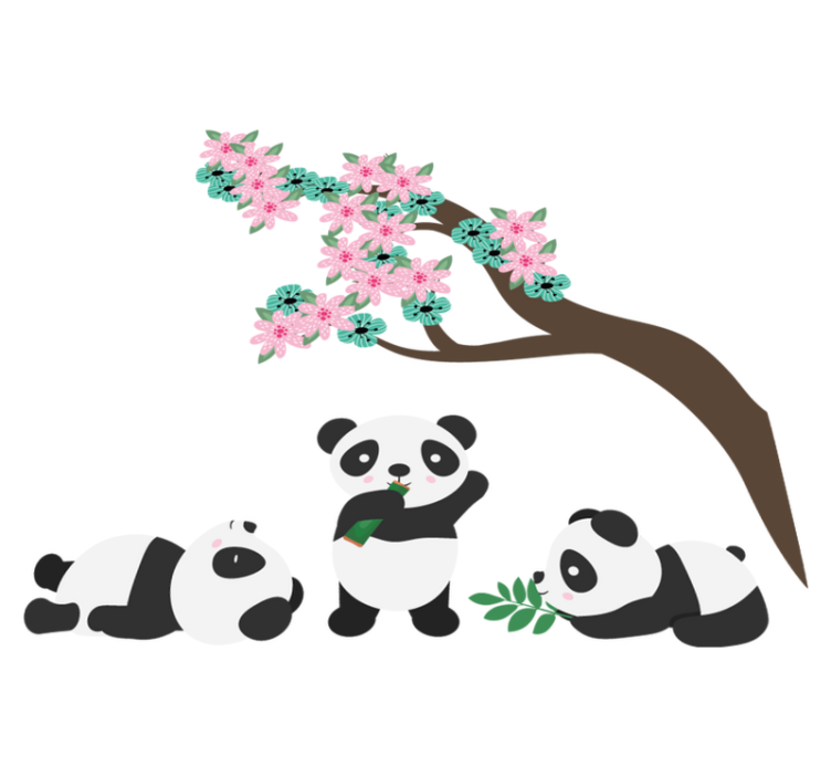 乙烯基地毯动物梦幻熊猫家族 - TenStickers