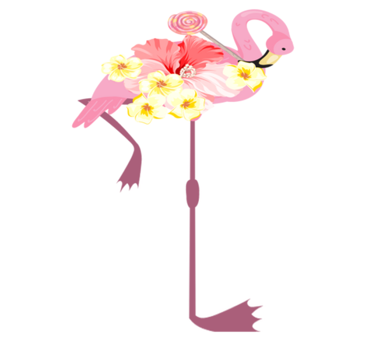 乙烯基地毯动物 火烈鸟花卉设计 - TenStickers