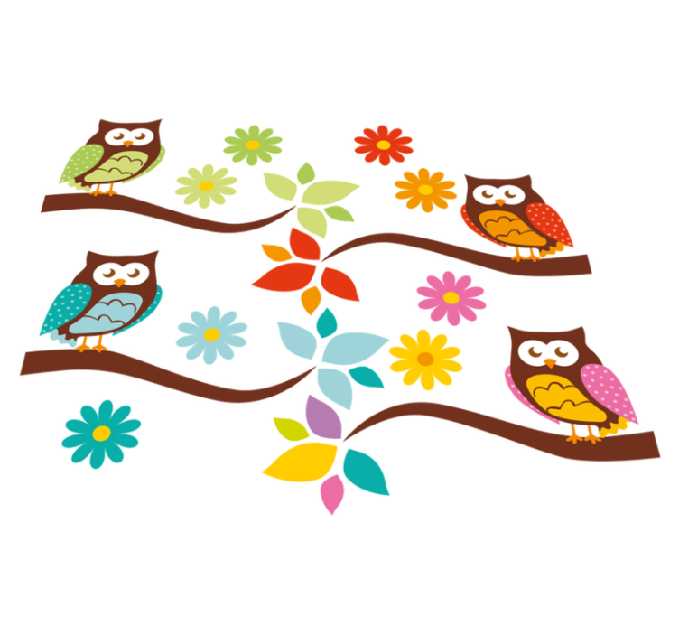 乙烯基地毯动物色彩斑斓的猫头鹰摆设 - TenStickers