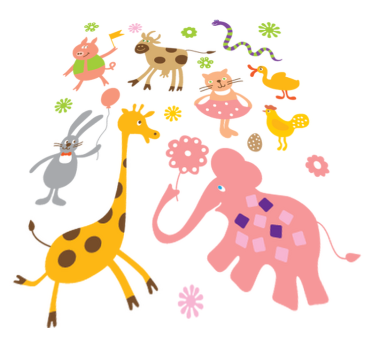 乙烯基地毯动物色彩缤纷的生物 - TenStickers
