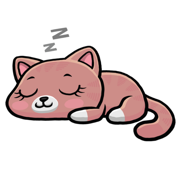 乙烯基地毯动物 睡觉的猫插图 - TenStickers