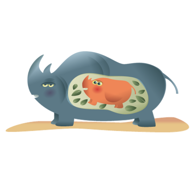 乙烯基地毯动物孕期犀牛母亲 - TenStickers