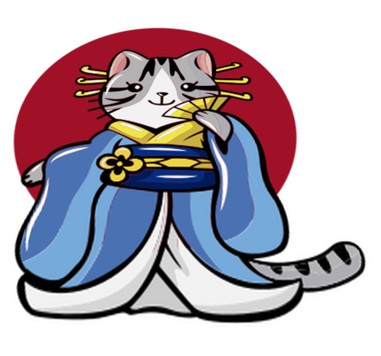 乙烯基地毯动物可爱日式装饰猫 - TenStickers