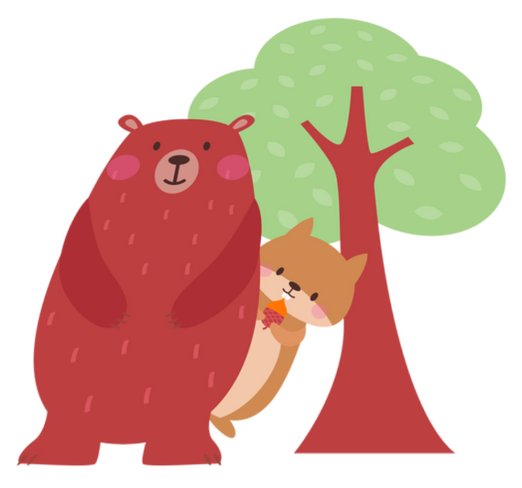 乙烯基地毯动物小松鼠与小熊的友谊 - TenStickers