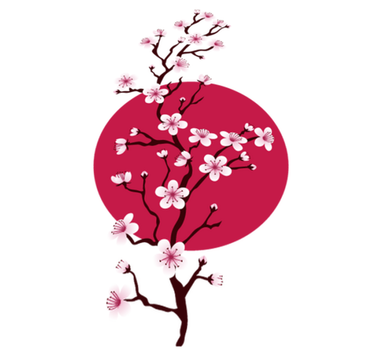 乙烯基花草地毯日本樱花树枝 - TenStickers