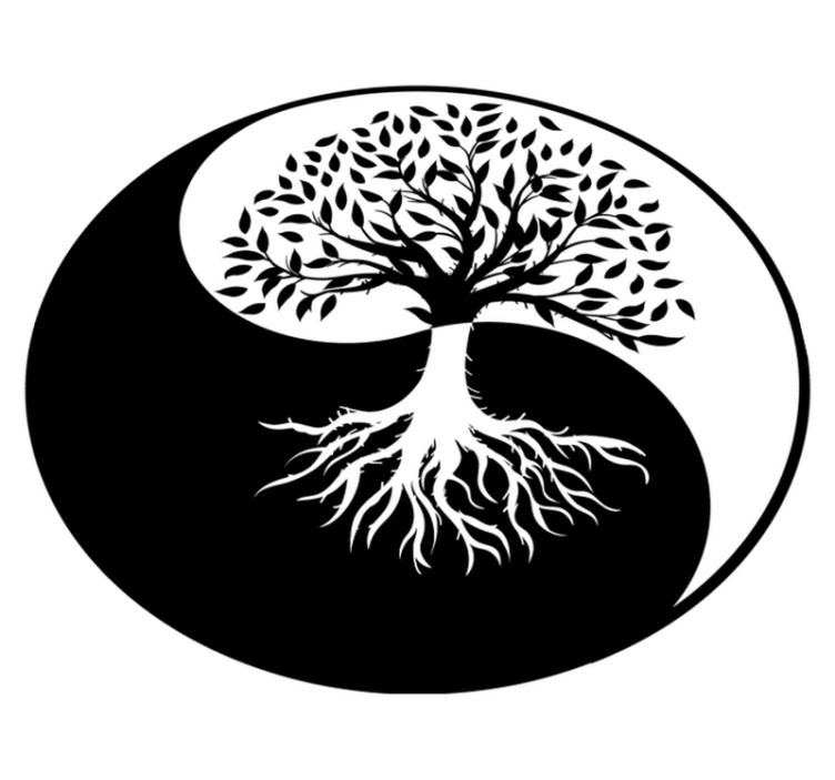 乙烯基花草地毯生命之树阴阳图案 - TenStickers