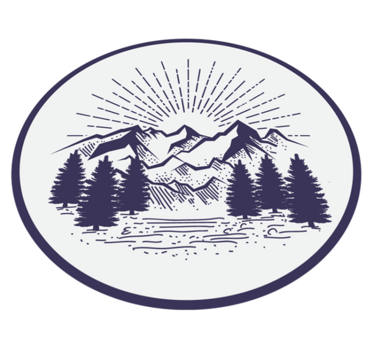乙烯基花草地毯山景圆形款 - TenStickers