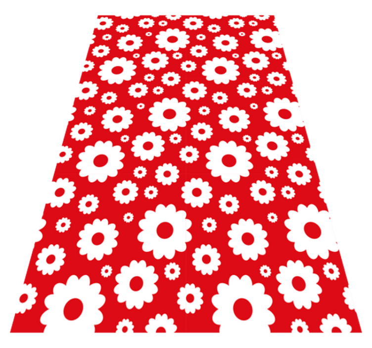 乙烯基花草地毯白色和红色雏菊 - TenStickers