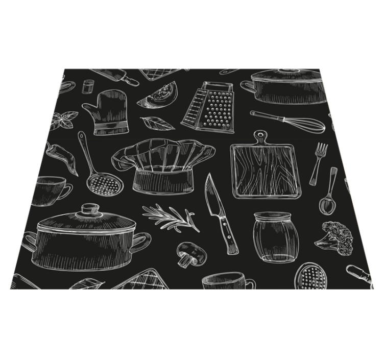 乙烯基厨房地毯优雅餐具 - TenStickers