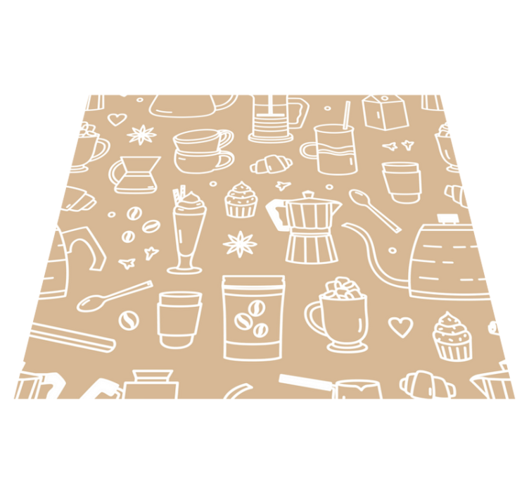 乙烯基厨房地毯咖啡杯与酒杯图案 - TenStickers