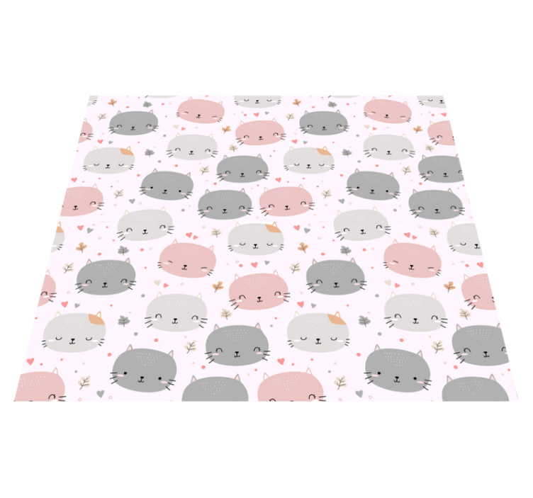 卧室乙烯基地毯可爱灰粉色小猫 - TenStickers