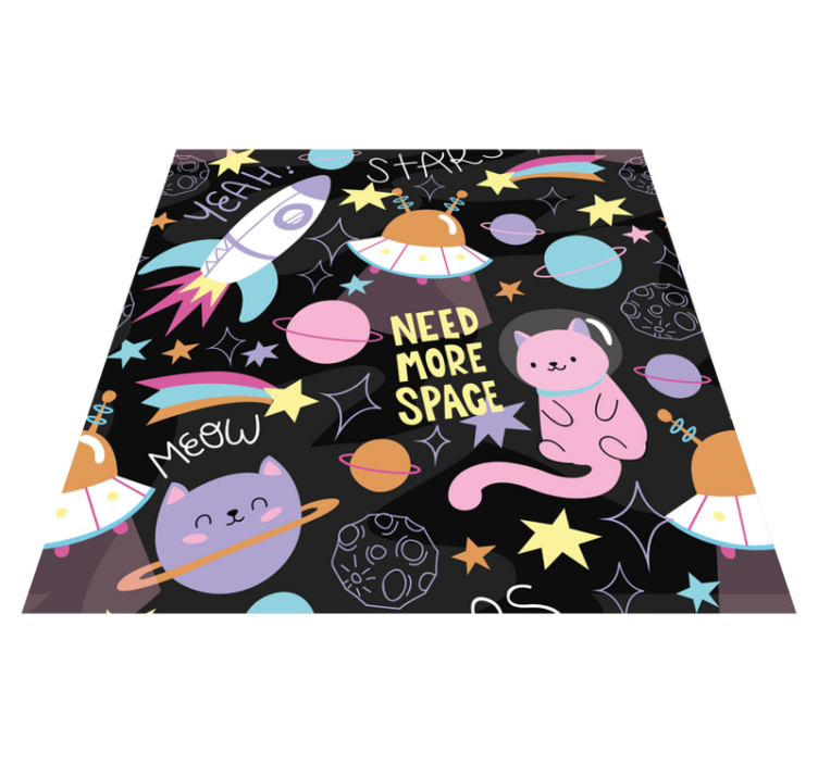 乙烯基地毯，太空中的猫咪 - TenStickers