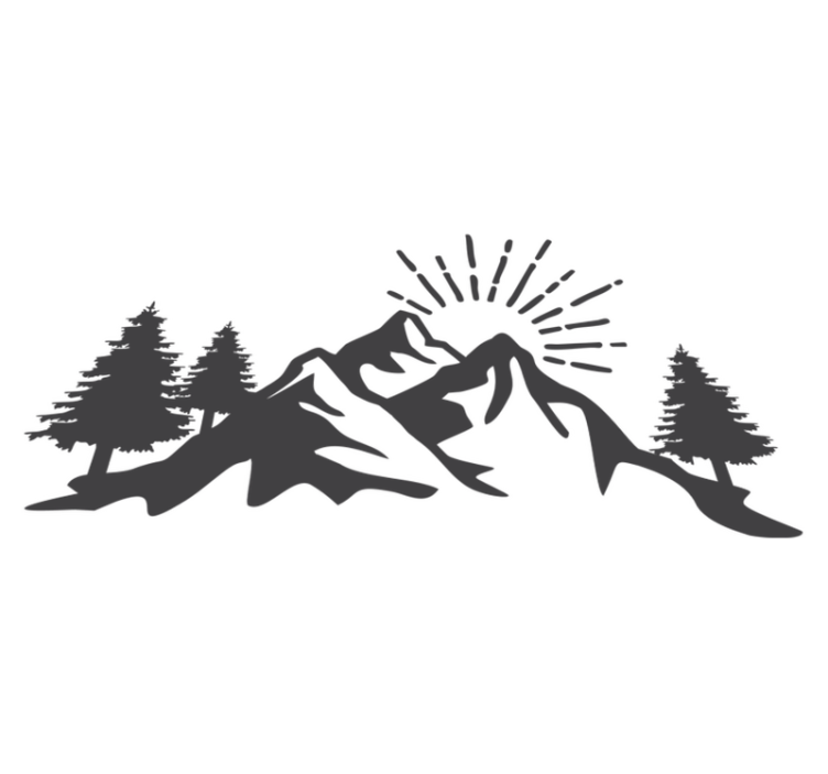 天然乙烯基地毯日出山脉剪影 - TenStickers