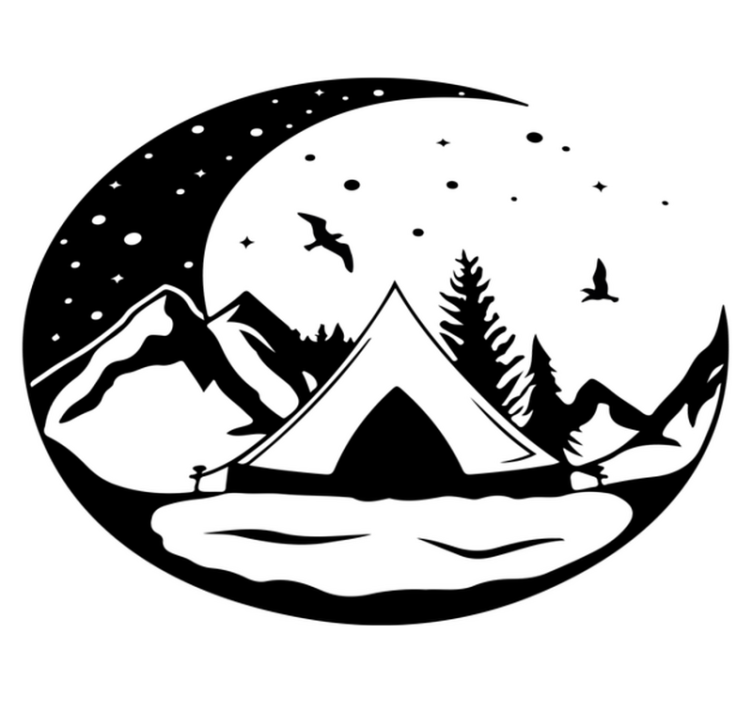 天然乙烯基地毯山与月夜 - TenStickers