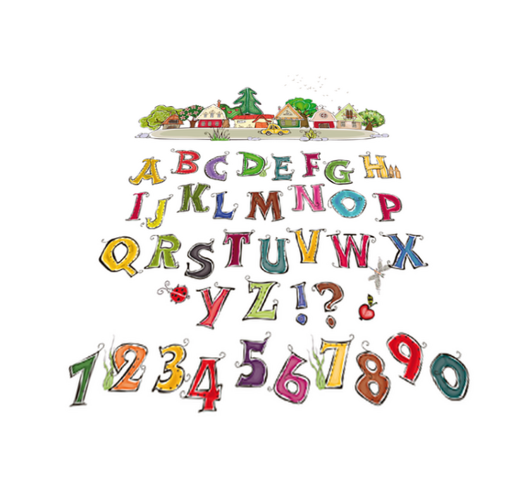 乙烯基地毯 儿童 彩色字母与数字 - TenStickers