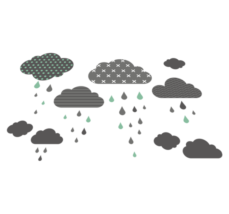 乙烯基地毯 儿童 灰色雨云 - TenStickers