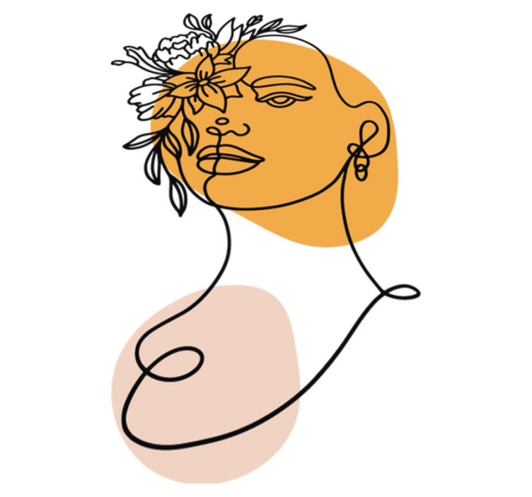 卧室乙烯基地毯简约女性肖像 - TenStickers